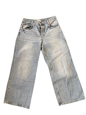 We The Free Free People Cropped Wide Leg Jeans Size 30 Light Wash High Rise